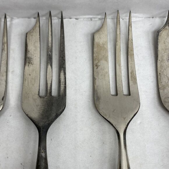 Lot Of 6 Pastry Forks Horn? Handle Flatware Dining Kitchen - Condition Issues - Picture 6 of 14